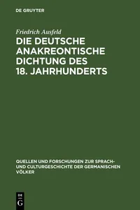 Die deutsche anakreontische Dichtung des 18. Jahrhunderts_cover