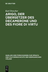 Arigo, der Übersetzer des Decamerone und des Fiore di Virtu_cover