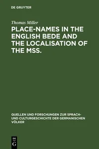 Place-names in the English Bede and the localisation of the mss._cover