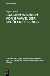 Joachim Wilhelm von Brawe, der Schüler Lessings_cover