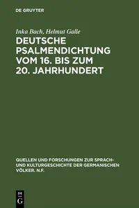 Deutsche Psalmendichtung vom 16. bis zum 20. Jahrhundert_cover