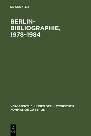 Berlin-Bibliographie, 1978–1984