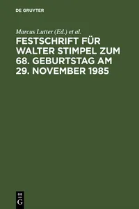 Festschrift für Walter Stimpel zum 68. Geburtstag am 29. November 1985_cover