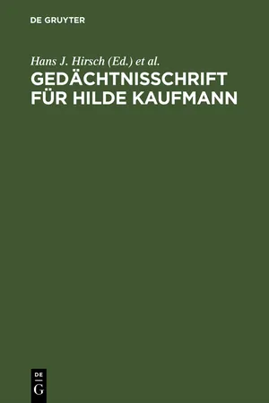 Gedächtnisschrift für Hilde Kaufmann