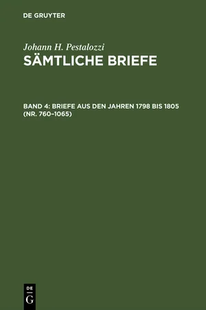 Briefe aus den Jahren 1798 bis 1805 (Nr. 760–1065)