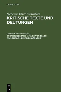 Marie von Ebner-Eschenbach: Eine Bibliographie_cover