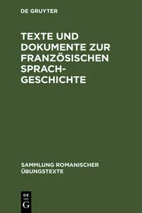 Texte und Dokumente zur französischen Sprachgeschichte_cover