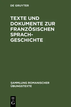 Texte und Dokumente zur französischen Sprachgeschichte