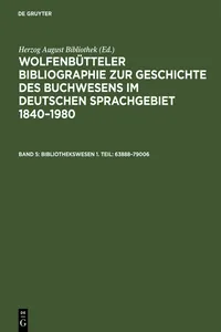 Bibliothekswesen 1. Teil: 63888–79006_cover