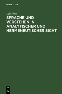 Sprache und Verstehen in analytischer und hermeneutischer Sicht_cover