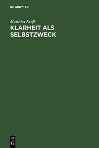 Klarheit als Selbstzweck_cover