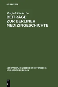 Beiträge zur Berliner Medizingeschichte_cover