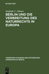 Berlin und die Verbreitung des Naturrechts in Europa_cover