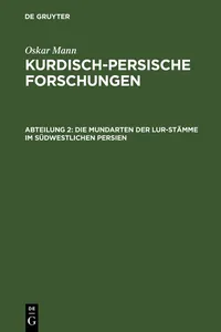 Die Mundarten der Lur-Stämme im südwestlichen Persien_cover