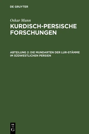 Die Mundarten der Lur-Stämme im südwestlichen Persien