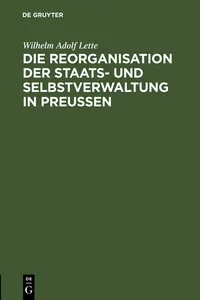 Die Reorganisation der Staats- und Selbstverwaltung in Preußen_cover