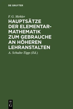 Hauptsätze der Elementar-Mathematik zum Gebrauche an höheren Lehranstalten