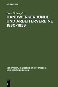 Handwerkerbünde und Arbeitervereine 1830–1853_cover