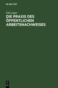 Die Praxis des öffentlichen Arbeitsnachweises_cover