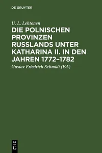 Die polnischen Provinzen Russlands unter Katharina II. in den Jahren 1772–1782_cover