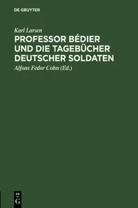 Professor Bédier und die Tagebücher deutscher Soldaten_cover