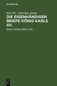 Die eigenhändigen Briefe König Karls XII._cover