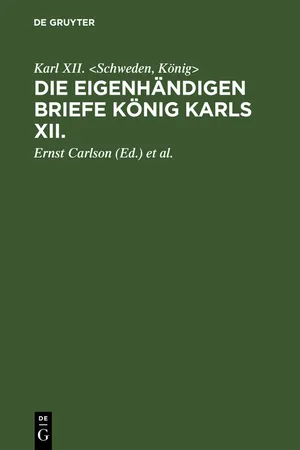 Die eigenhändigen Briefe König Karls XII.