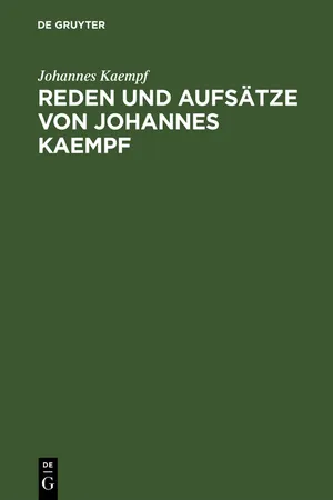 Reden und Aufsätze von Johannes Kaempf