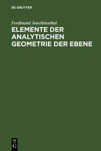 Elemente der analytischen Geometrie der Ebene_cover