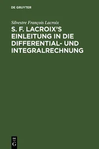 S. F. Lacroix's Einleitung in die Differential- und Integralrechnung_cover