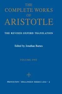 The Complete Works of Aristotle, Volume One_cover