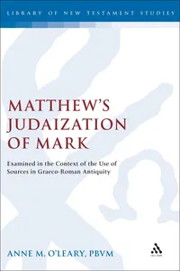 Matthew's Judaization of Mark_cover