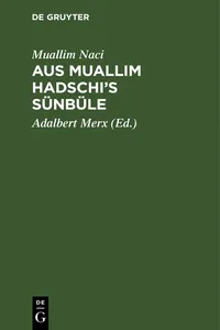 Aus Muallim Hadschi's Sünbüle_cover