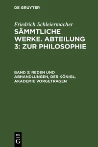 Reden und Abhandlungen, der Königl. Akademie vorgetragen_cover