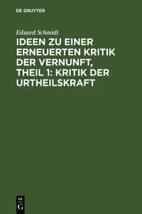 Ideen zu einer erneuerten Kritik der Vernunft, Theil 1: Kritik der Urtheilskraft_cover