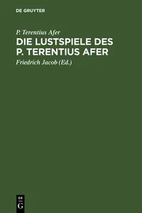 Die Lustspiele des P. Terentius Afer_cover