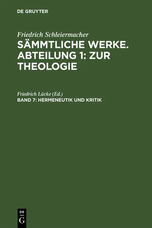 Hermeneutik und Kritik mit besonderer Beziehung auf das Neue Testament