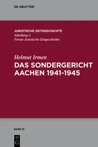 Das Sondergericht Aachen 1941-1945_cover