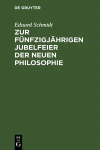 Zur fünfzigjährigen Jubelfeier der neuen Philosophie_cover