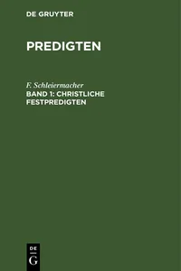 Christliche Festpredigten, Band 1_cover