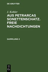 J. Kohler: Aus Petrarcas Sonettenschatz. Freie Nachdichtungen. Sammlung 2_cover