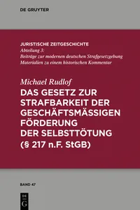 Das Gesetz zur Strafbarkeit der geschäftsmäßigen Förderung der Selbsttötung_cover