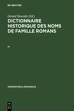 Dictionnaire historique des noms de famille romans (IV)