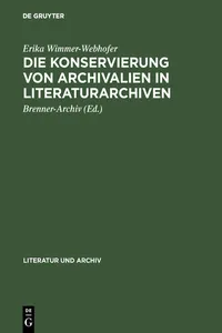 Die Konservierung von Archivalien in Literaturarchiven_cover