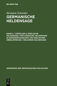 Englische Heldensage. Festländische Heldensage in nordgermanischer und englischer Überlieferung. Verlorene Heldensage_cover