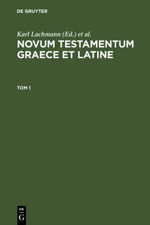 Novum Testamentum Graece et Latine. Tom 1