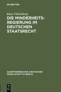 Die Minderheitsregierung im deutschen Staatsrecht_cover