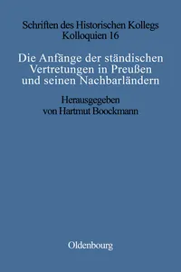 Die Anfänge der ständischen Vertretungen in Preußen und seinen Nachbarländern_cover