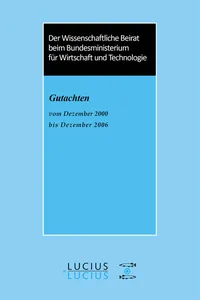 Der Wissenschaftliche Beirat beim Bundesministerium für Wirtschaft - Gutachten_cover