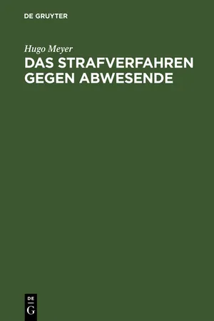 Das Strafverfahren gegen Abwesende